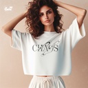 Chas's كروب توب اوفر سايز باللون الابيض