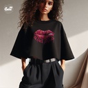 Silence Speaks كروب توب اوفر سايز باللون الاسود