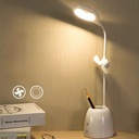 اباجورة مكتب تاتش 3 في 1 مزودة بمروحة ومقلمة تعمل بالشحن بيو اس بي