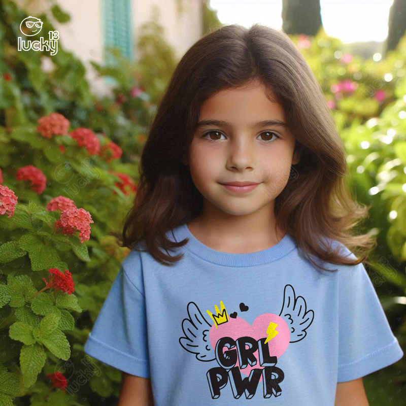 Girl Power تيشيرت اطفال قطن باللون اللبني
