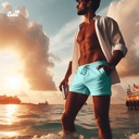 Basic Blue مايوه شورت وتربروف