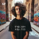 &quot;Fuck . You&quot; تيشيرت اوفر سايز قطن باللون الاسود للرجال