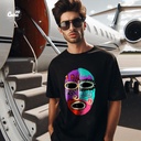 Red Indian Mask  تيشيرت اوفر سايز قطن باللون الأسود للرجال