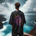 Spooky Burst تيشيرت اوفر سايز قطن باللون الاسود للرجال