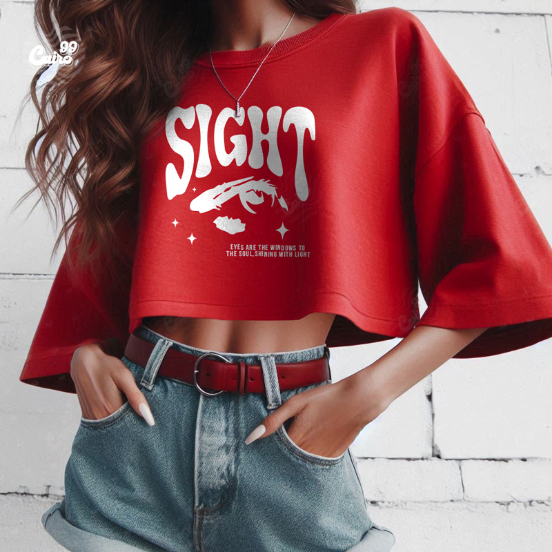 Sight كروب توب اوفر سايز باللون الاحمر