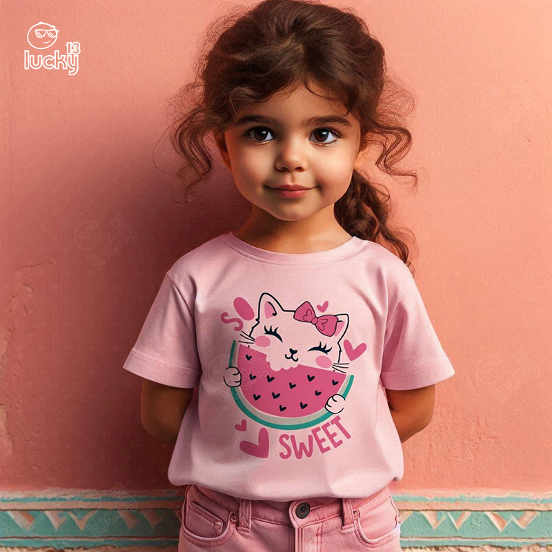 So Sweet Kitten تيشيرت اطفال قطن باللون البينك