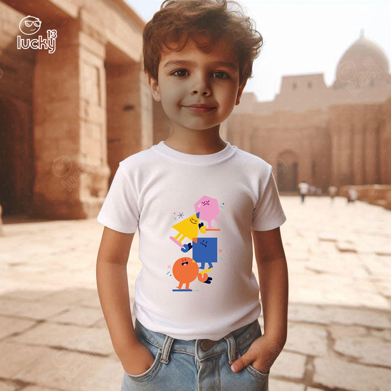 Shapes of Humanity تيشيرت اطفال قطن باللون الابيض