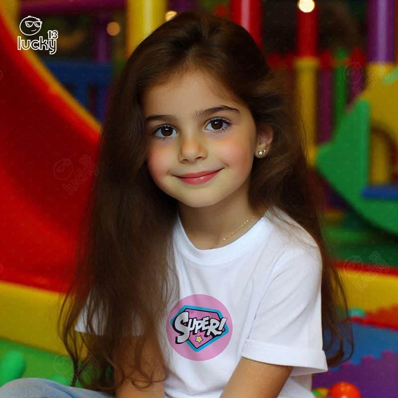 Super تيشيرت اطفال قطن باللون الابيض