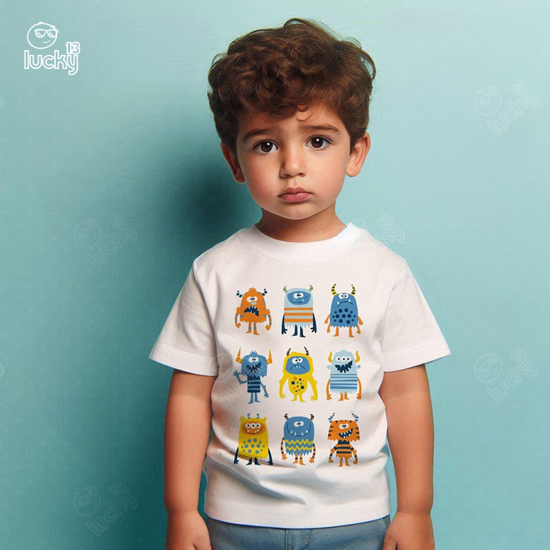 Little Monsters  تيشيرت اطفال قطن باللون الابيض