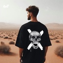 Victim Skull تيشيرت اوفر سايز قطن باللون الاسود للرجال