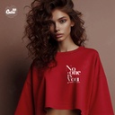No One Is You  كروب توب اوفر سايز باللون الاحمر