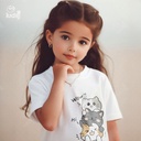 Cute Cats تيشيرت اطفال قطن باللون الابيض
