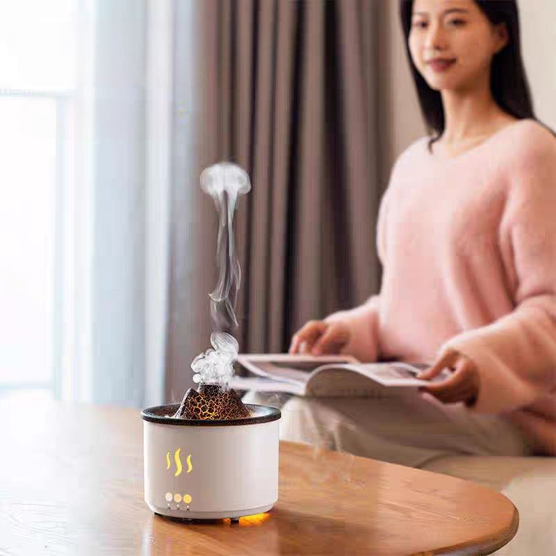 فواحة مضيئة علي شكل بركان لتعطير وترطيب المنزل بخزان 260 ملي