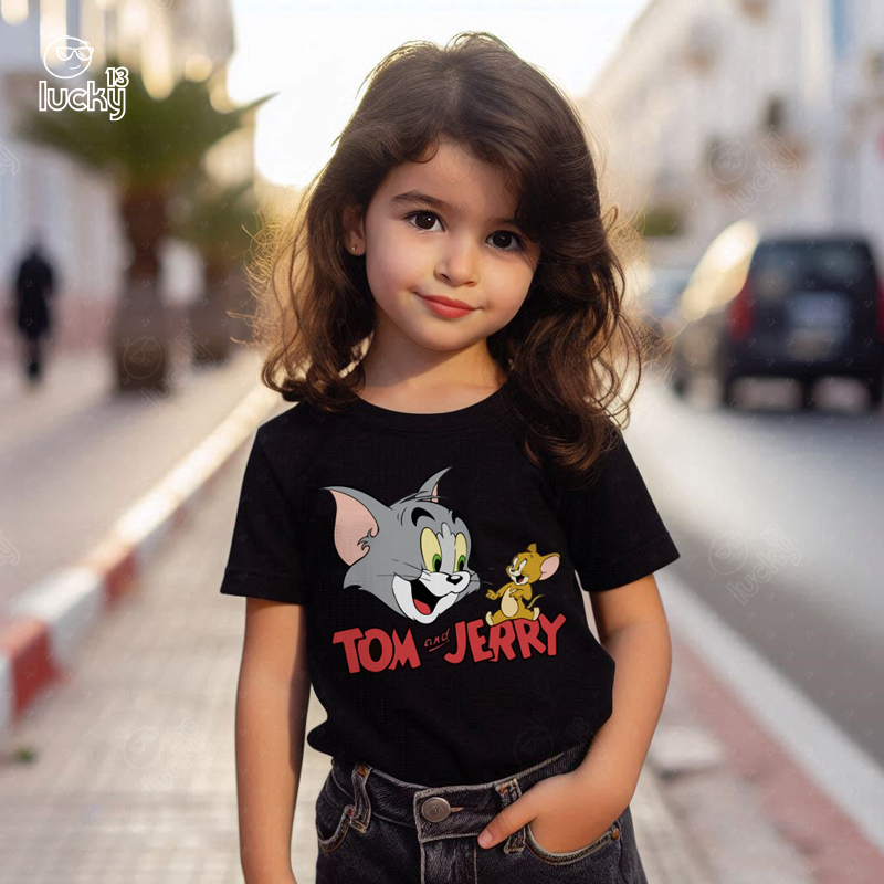 Tom &amp; Jerry تيشيرت اطفال قطن باللون الاسود