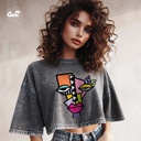 Deep Art كروب توب اوفر سايز باللون الرمادي