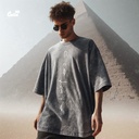 Hieroglyphics  تيشيرت اوفر سايز قطن باللون الرمادي للرجال