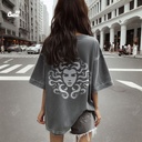 Medusa تيشيرت اوفر سايز قطن باللون الرمادي للنساء