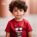 Monster Face تيشيرت اطفال قطن باللون الاحمر