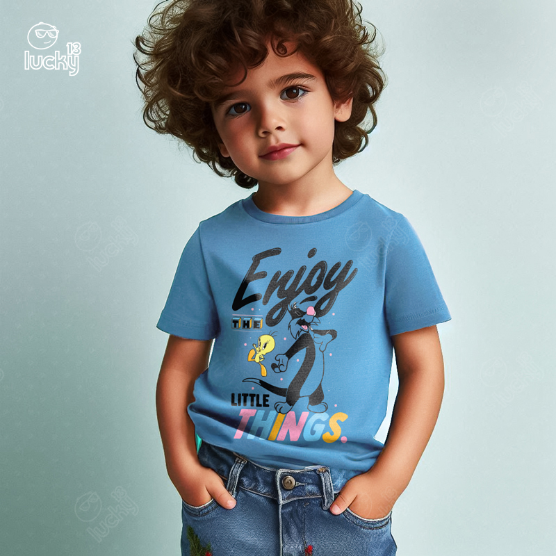 Enjoy The Little Things تيشيرت اطفال قطن باللون اللبني