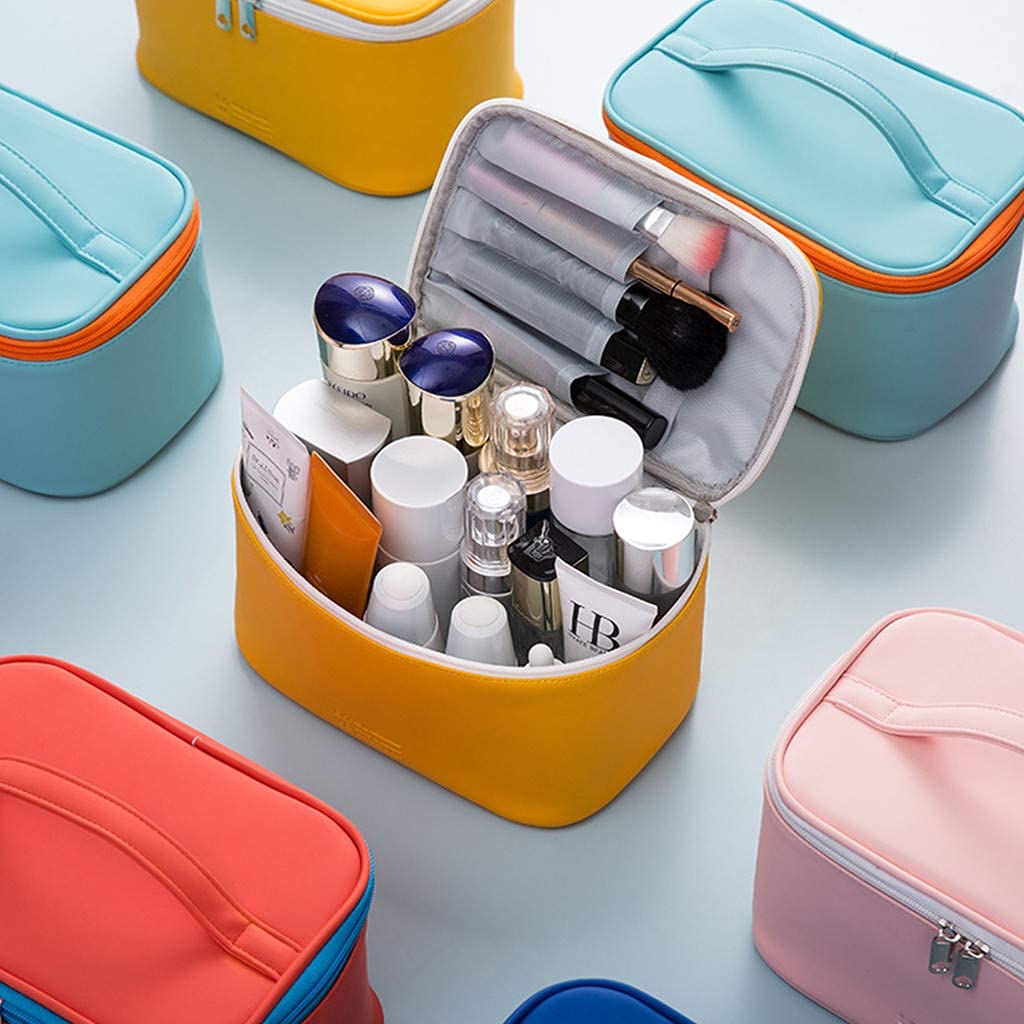 شنطة ميكاب وادوات تجميل وتربروف مقسمة من الداخل محمولة للسفر