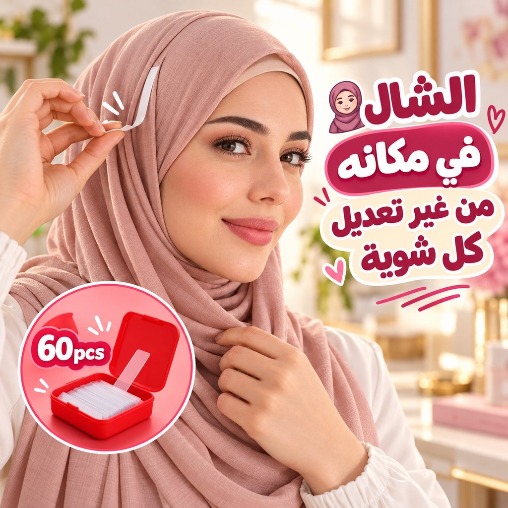 مجموعة دبل فيس شفاف 60 قطعة لتثبيت الاغراض بدون حفر - مناسب لثبيت الطرح
