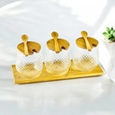 طقم برطمانات زجاج 3 قطع للتوابل مع قاعدة خشب 350 مللي