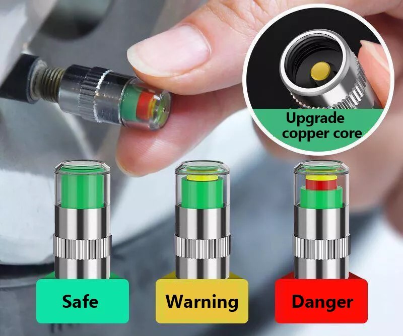 سنسور لقياس ضغط هواء اطارات السيارات والدراجات النارية والاسكوتر 4 قطع