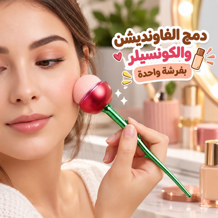 فرشة ميك اب لدمج الكنتور والكونسيلر وكريم الاساس شكل وردة