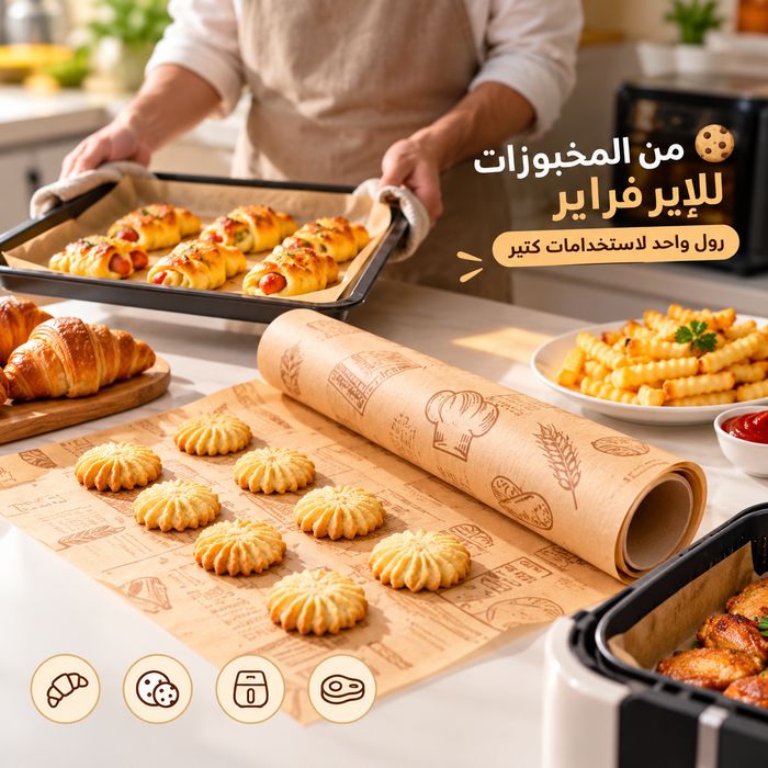 رول ورق زبده لعدم التصاق الطعام في الصواني  والايرفراير مقاس 10 متر * 30 سم