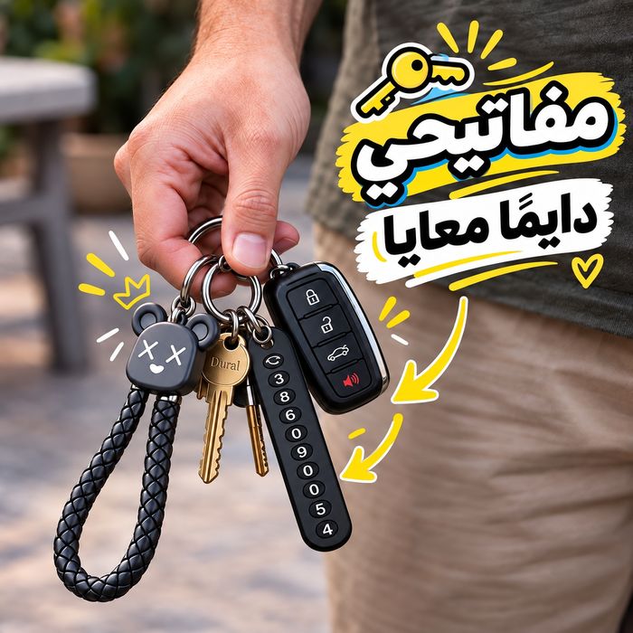 ميدالية جلد مضفر برأس دبدوب لمفاتيح السيارات والشنط مع جزء مخصص لكتابة رقم الموبايل