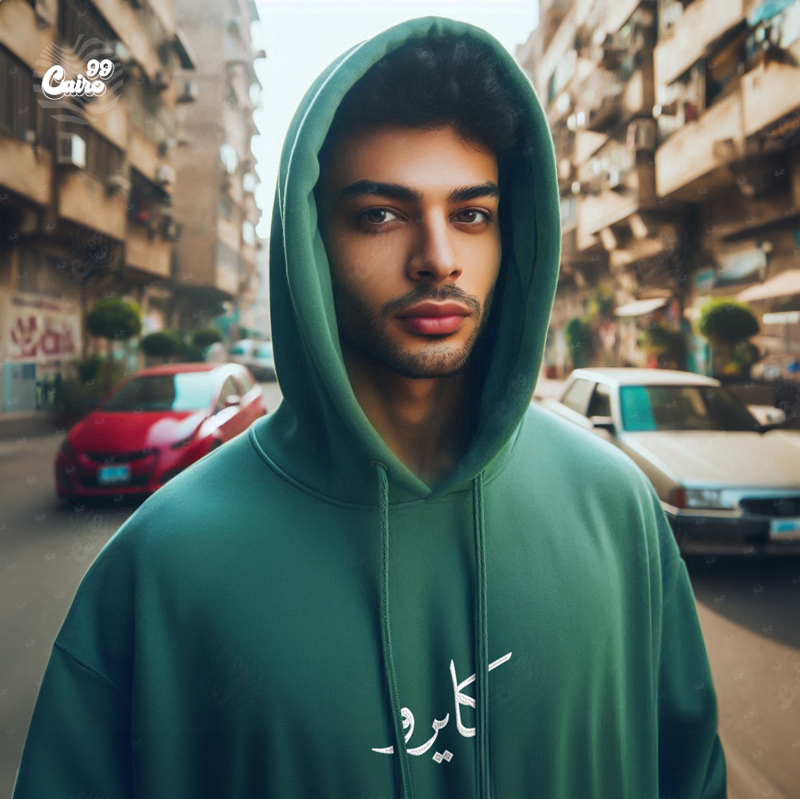 هودي "كايرو" اوفر سايز قطن للرجال باللون الاخضر