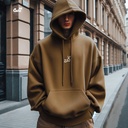 هودي "كايرو" اوفر سايز قطن للرجال باللون البني