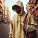 هودي "كايرو" اوفر سايز قطن للرجال باللون البيج