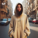 هودي "كايرو" اوفر سايز قطن للنساء باللون البيج