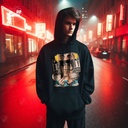 Eminem Slim Shady هودي اوفر سايز قطن باللون الأسود