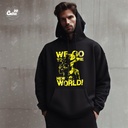 We Go To The New World هودي اوفر سايز قطن باللون الأسود