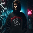 Happiness هودي اوفر سايز قطن باللون الأسود