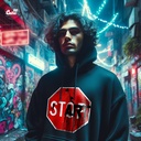 Start هودي اوفر سايز قطن باللون الأسود