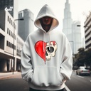 Heart Melting Skull هودي اوفر سايز قطن للرجال باللون الأبيض