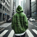 You Give Life To What You Give Energy To هودي اوفر سايز قطن للرجال باللون الزيتوني