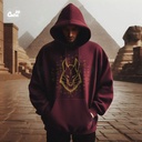 Golden Anubis هودي اوفر سايز قطن باللون النبيتي