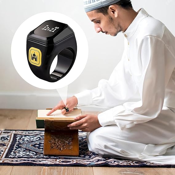 خاتم تسبيح وذكر ديجيتال بشاشة ليد قابل للشحن