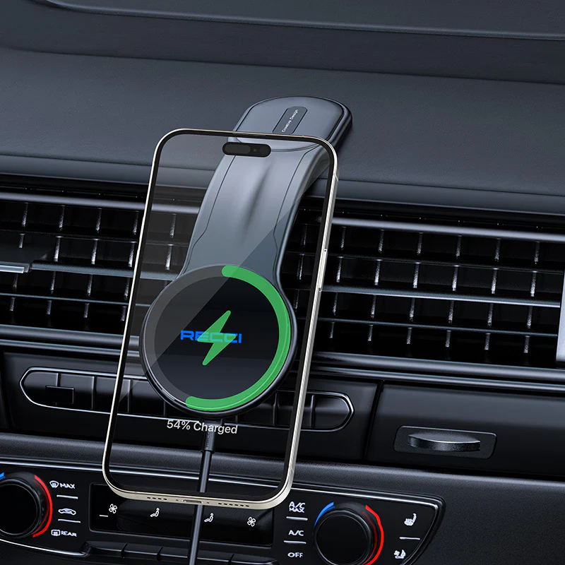 حامل موبايل مغناطيسي بشاحن لاسلكي بقوة 15 واط - قابل للطي