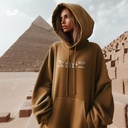 I Love You in Hieroglyphic هودي اوفر سايز قطن للنساء باللون البني