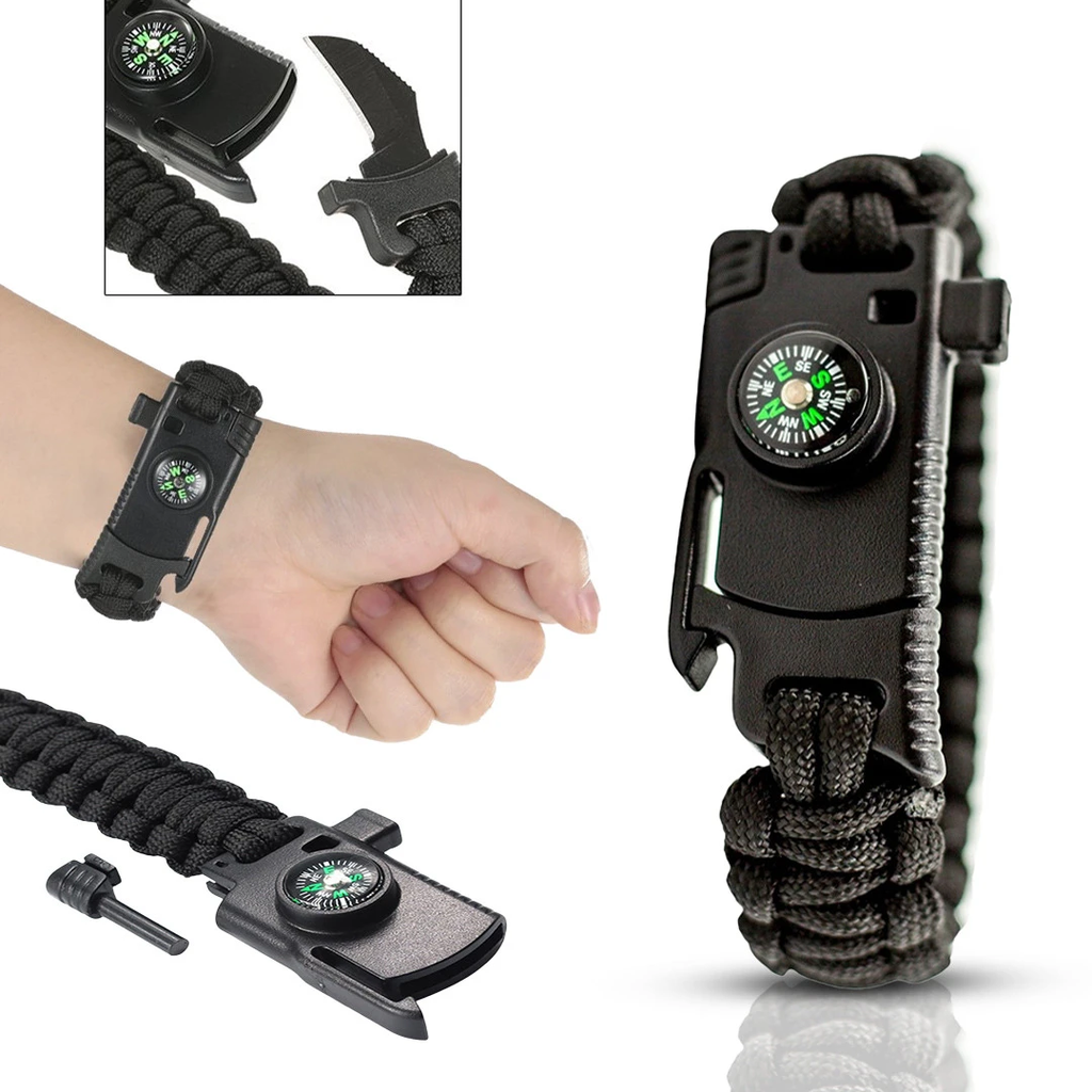 اسورة بوصلة للسفر والتخييم مدمجة بجزء قطع للاحبال للطوارئ