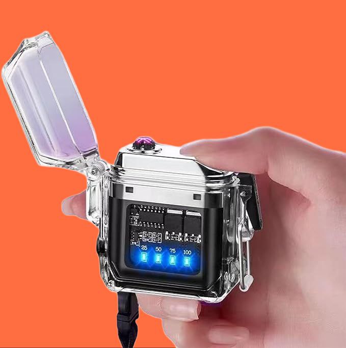 ولاعة بلازما كهربائية بدون لهب بكشاف ب 3 درجات إضاءة مختلفة مقاومة للماء قابلة لاعادة الشحن بمنفذ يو اس بي