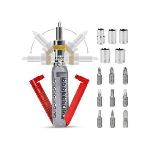 مفك براغي مغناطيسية 14 في 1 برأس قابلة للدوران بزوايا 180 درجة
