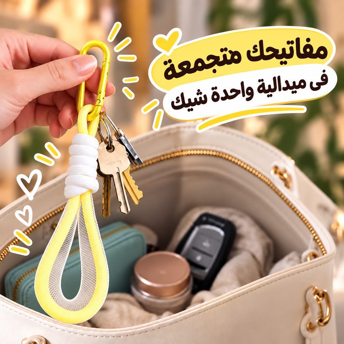 ميدالية مضفرة بمشبك لتعليق مفاتيح السيارات والمنزل والشنط