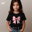 Pink Bow تيشيرت اطفال قطن باللون الاسود