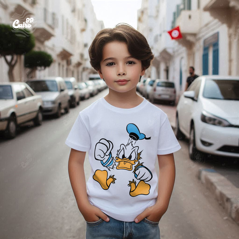 Angry Donald تيشيرت اطفال قطن باللون الابيض